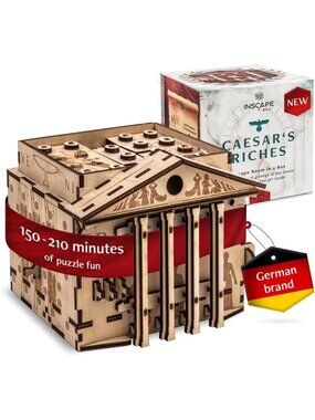 "Wooden Escape Room Puzzle Box - Hidden Compartment Mind Game - Unique Gift for